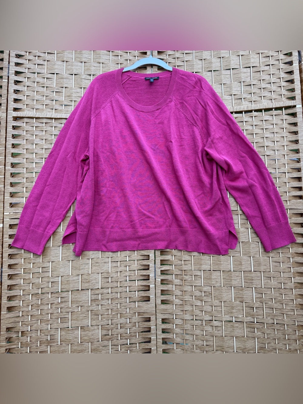 Eileen Fisher Pink Crewneck Sweater Organic Cotton & Linen Blend Women’s Large